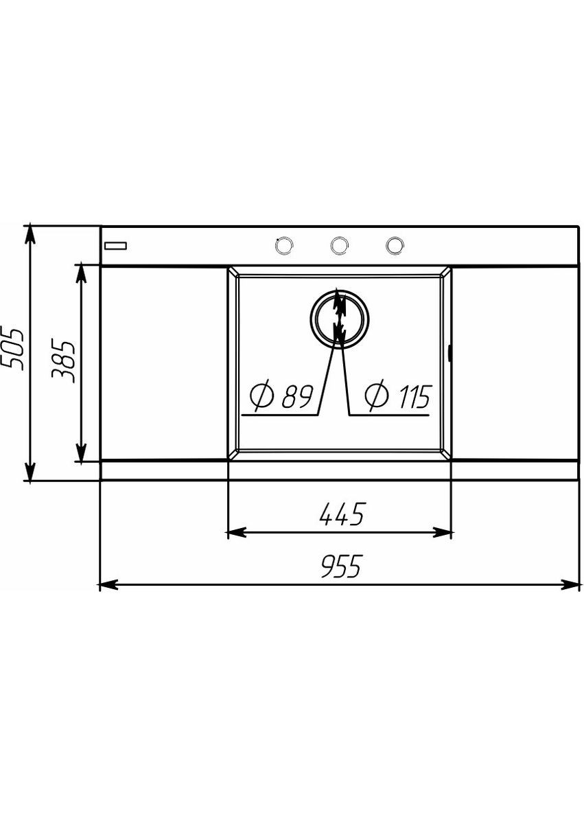 Гранітна мийка для кухні 9651 ATLAS матовий Чорний Valeso (358059219)
