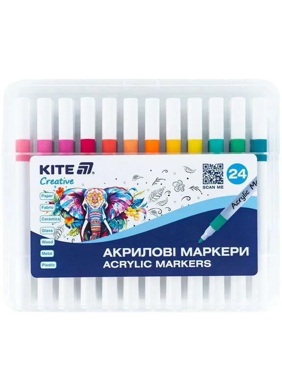 Маркеры акриловые, набор 24шт, Kite Creative (Срок доставки до 10 дней!) MIC (388785453)