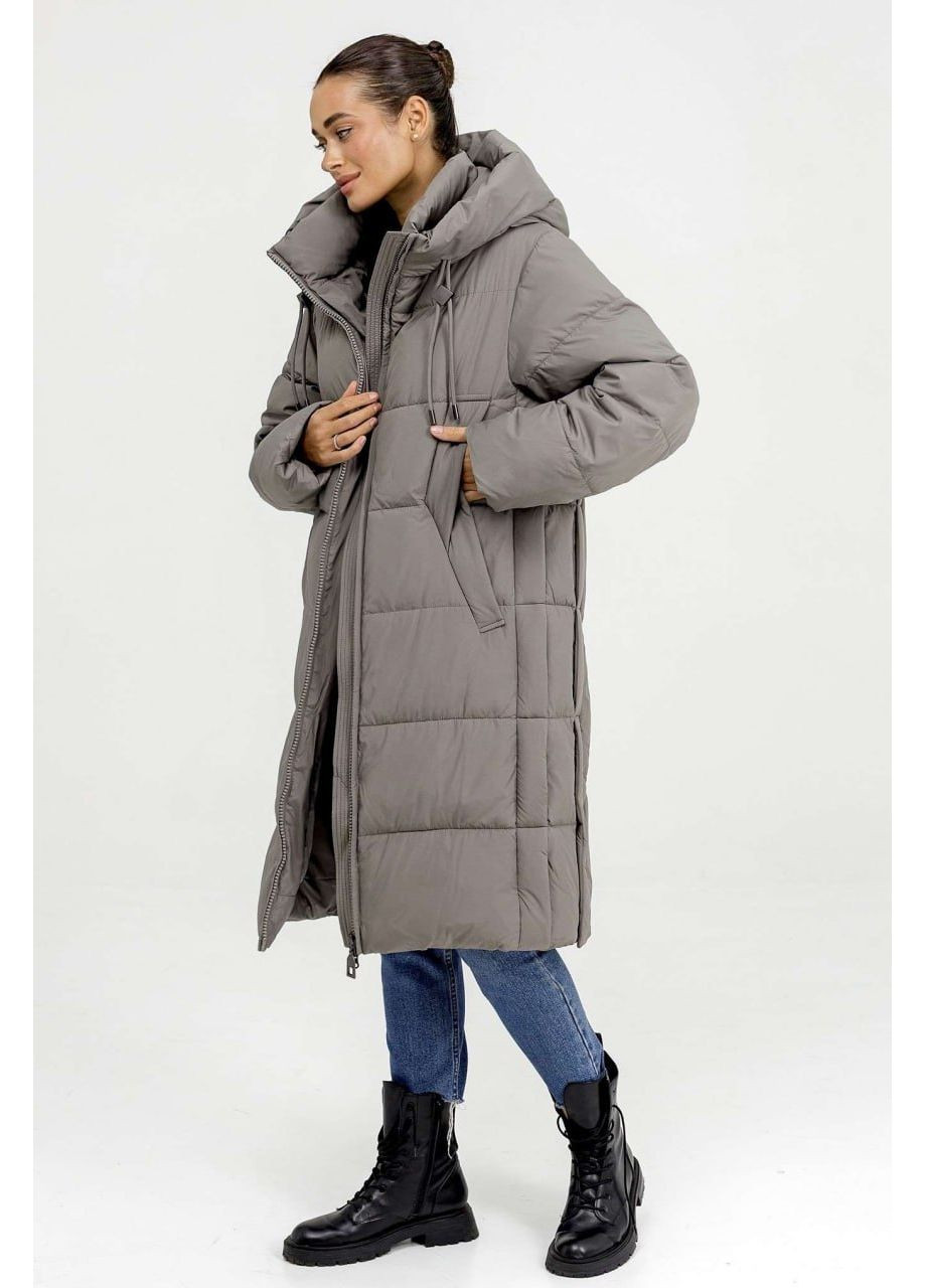 Сіра зимня пуховик великих розмірів батал Lora Duvetti