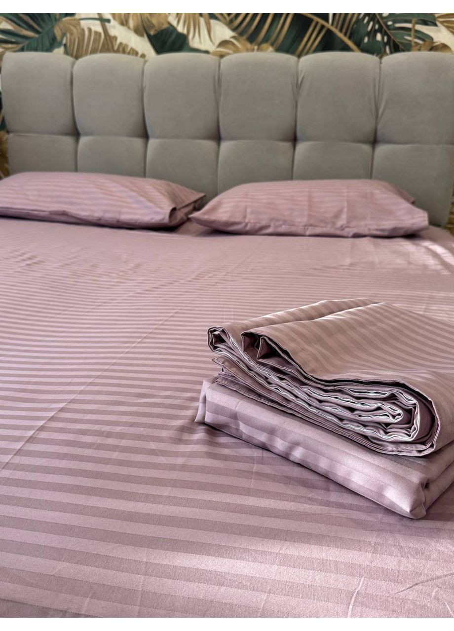 Комплект постельного белья двуспальный No Brand сірий страйп (370864754)