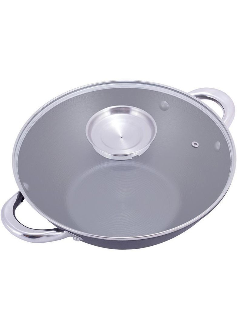 Казан чавунний "Wok" 3.6л, з антипригарним покриттям і аромо-кришкою Kamille (329897184)