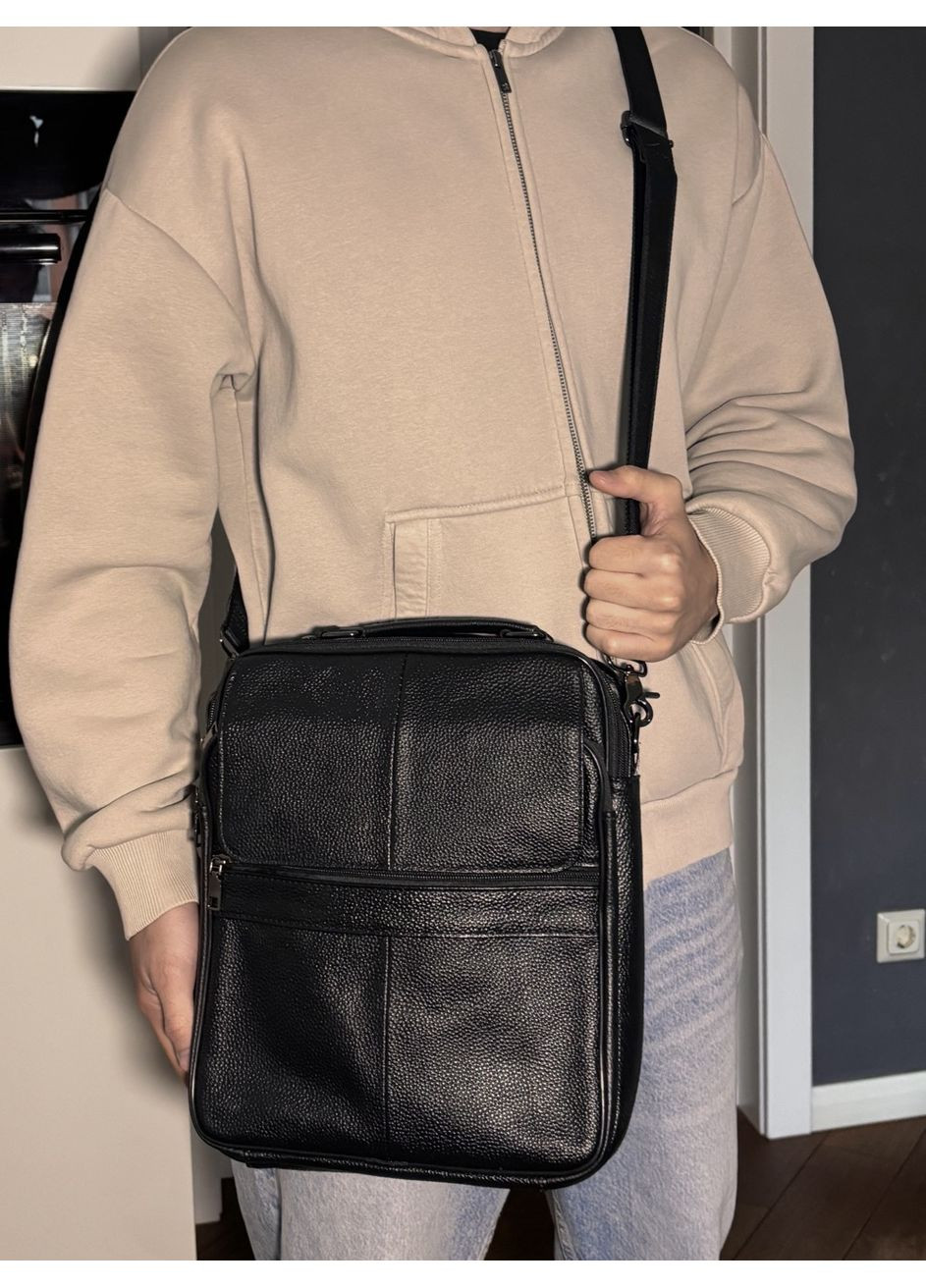 Мужская сумка с ручкой для переноса в руке из натуральной кожи 23026 Черный Vintage (348358974)