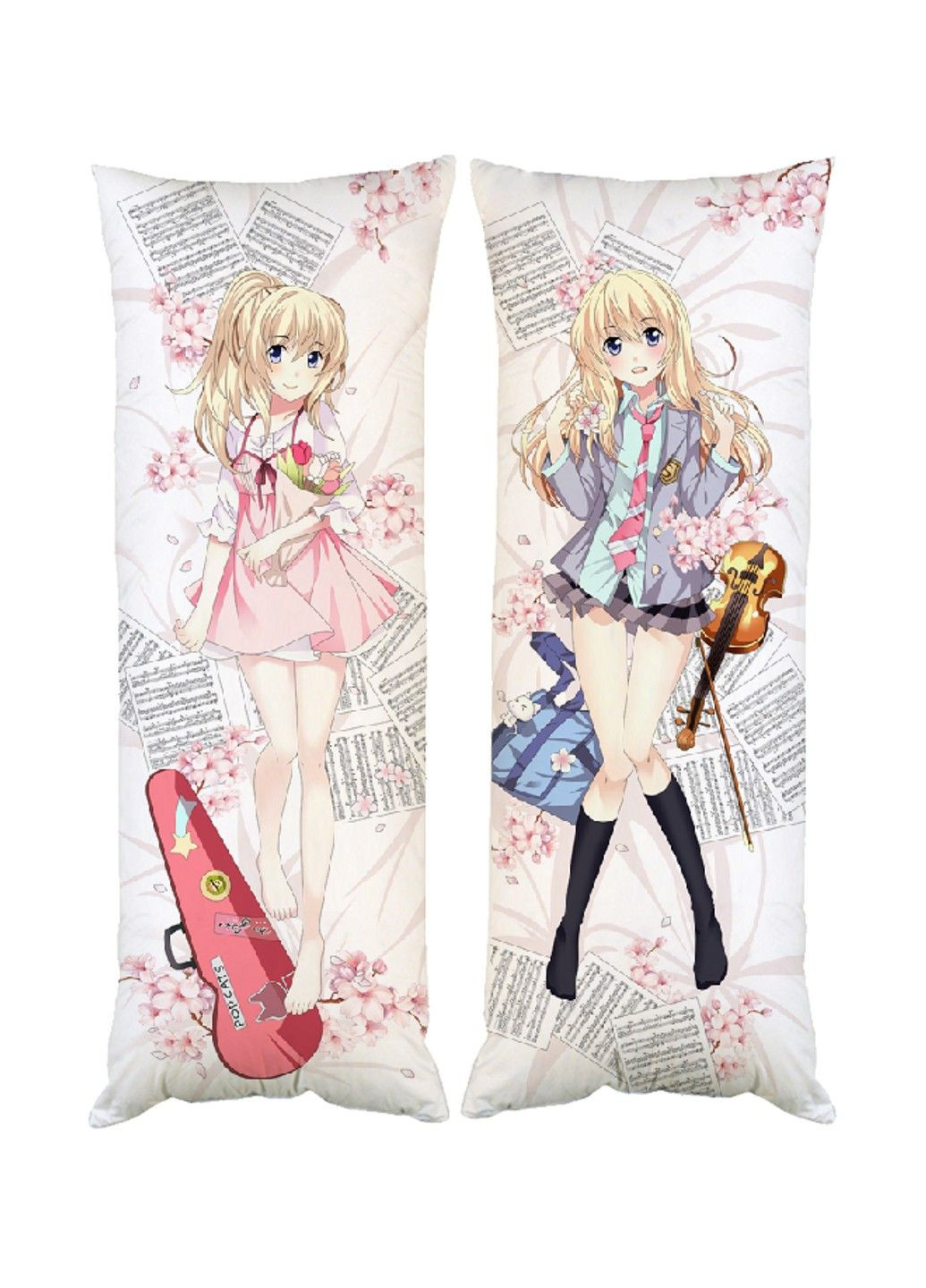 Подушка дакімакура Каорі Міядзоно Твоя квітнева брехня декоративна ростова подушка для обіймання двостороння No Brand (329433276)
