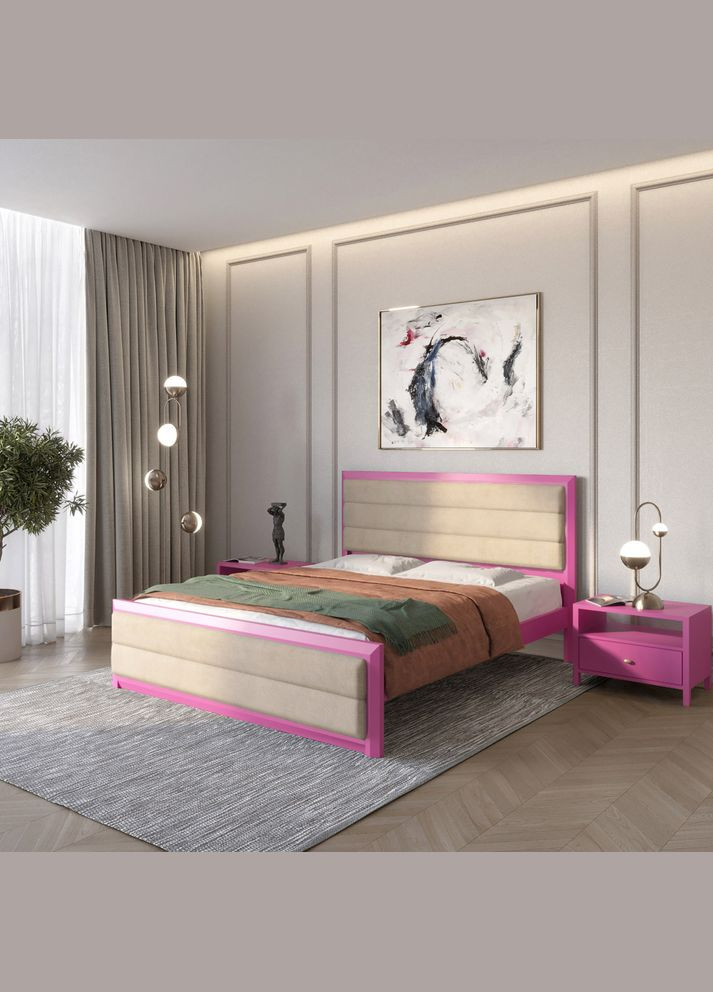 Односпальная деревянная кровать Барселона Б5 (S2060R30B)/Аляска 23 (Бежевый) 80х190 см (MBG-13188) Mebigrand (366085171)