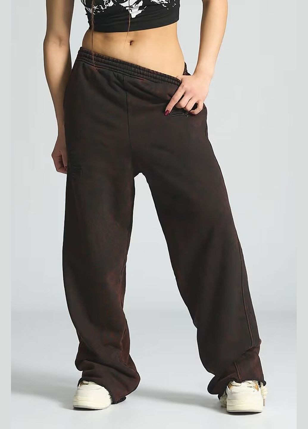 Спортивные штаны унисекс оверсайз Shamble черного цвета OGONPUSHKA (316302512)