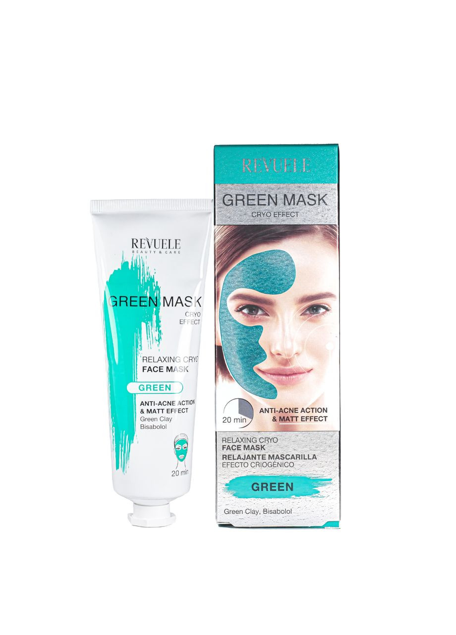 Маска для лица от акне Anti-Acne Green Face Mask Cryo Effect 80 мл REVUELE (358222956)