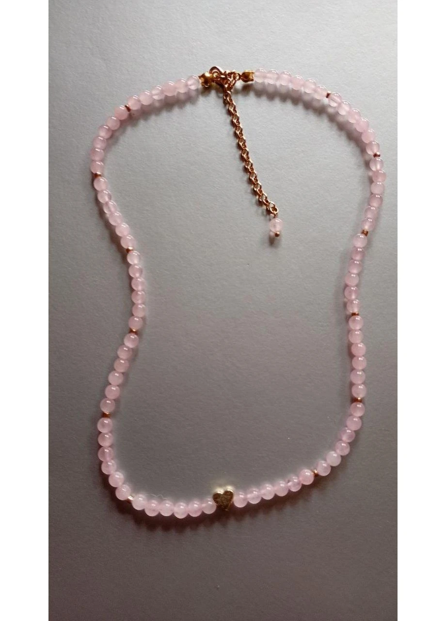 Бусы из розового кварца с сердцем.132. No Brand (398222903)