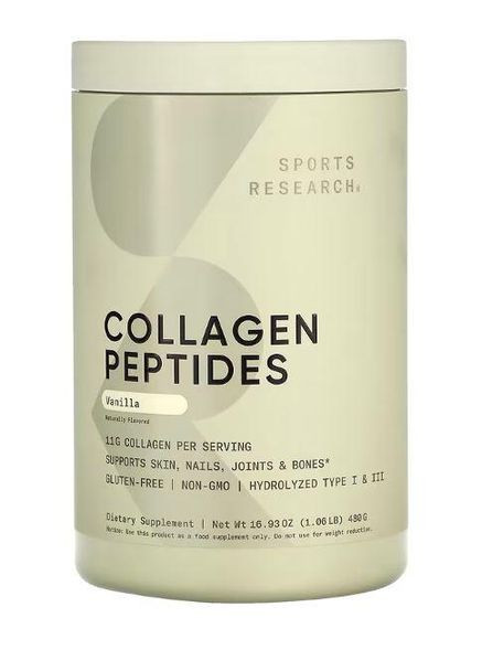 Пептиды коллагена, ваниль, 480 г (1,06 фунта) Sports Research (364312695)