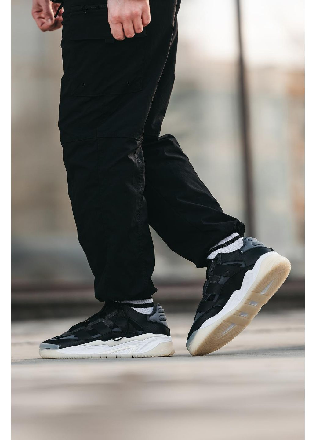 Чорні Осінні кросівки чоловічі adidas niteball black white 2.0 адідас найтбол No Brand