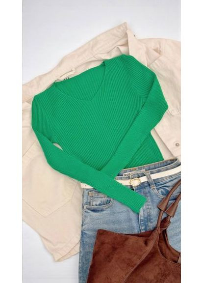 Зелений демісезонний жіночий базовий светр, акрил,, (арт. 219) No Brand