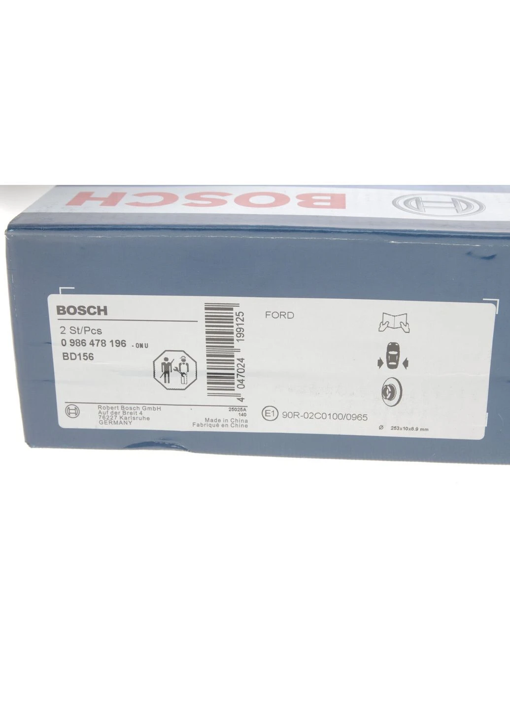 Диск гальмівний ЗАДН FORD SCORPIO 04/85-09/94 SCORPIO 09/86-12/94 0 986 478 196 Bosch (366163283)