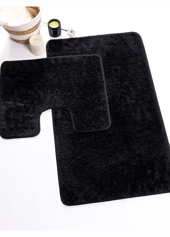 Набор ковриков в ванную комнату Unimax Black 60х100 и 60х50 см черный Confetti (339619206)