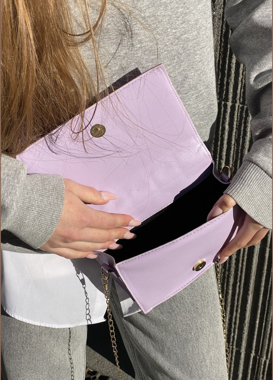 Жіноча маленька класична сумка клатч на ланцюжку фіолетова лілова No Brand (285365568)