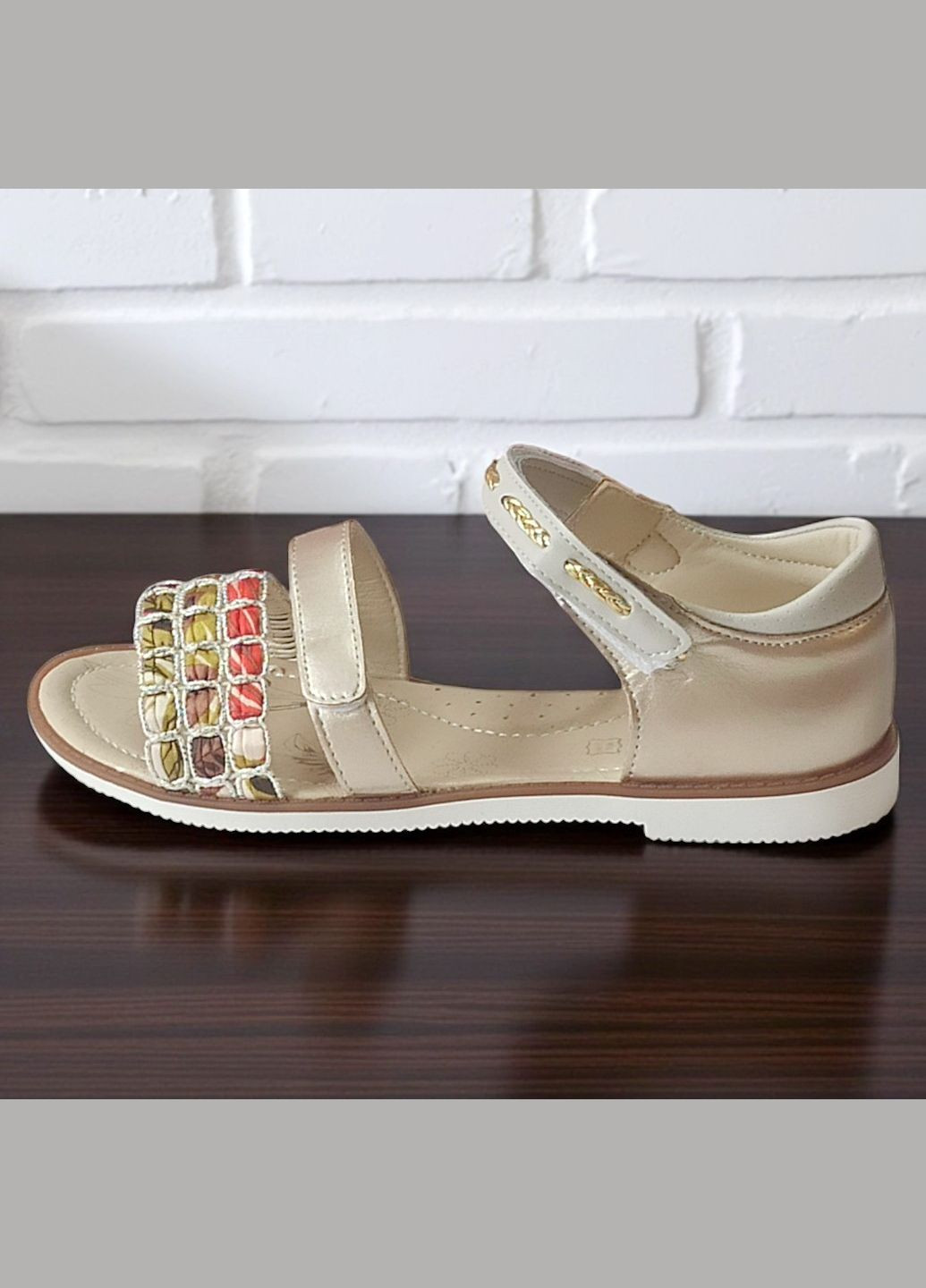 Золотистые ортопедические босоножки открытые сандалии на липучках для девочки Tom.M