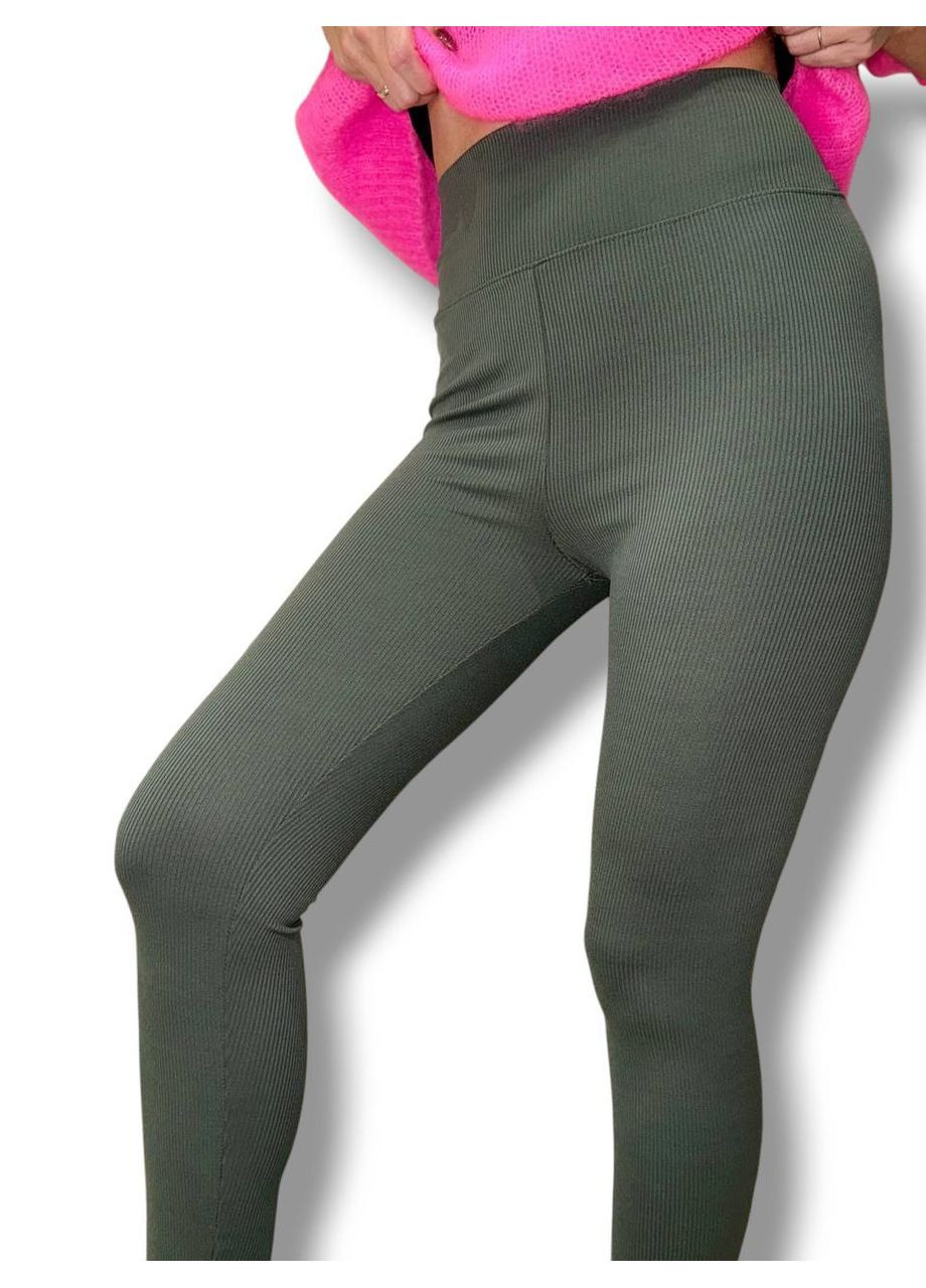 Лосины в рубчик эластичные с высоким широким поясом черные No Brand Лосини в рубчик (322873920)