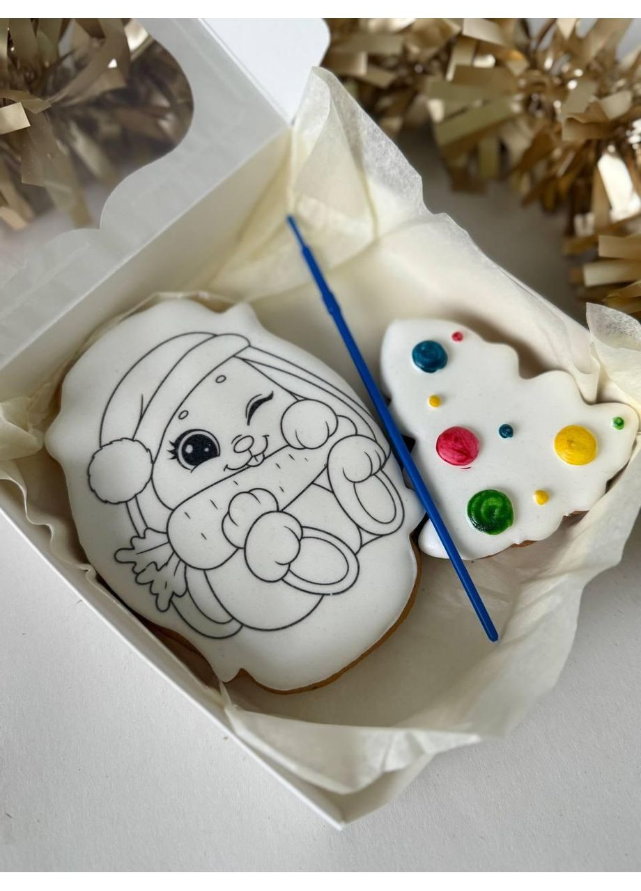 Пряники розмальовка новорічні набір коробка 15*15 No Brand (368147897)