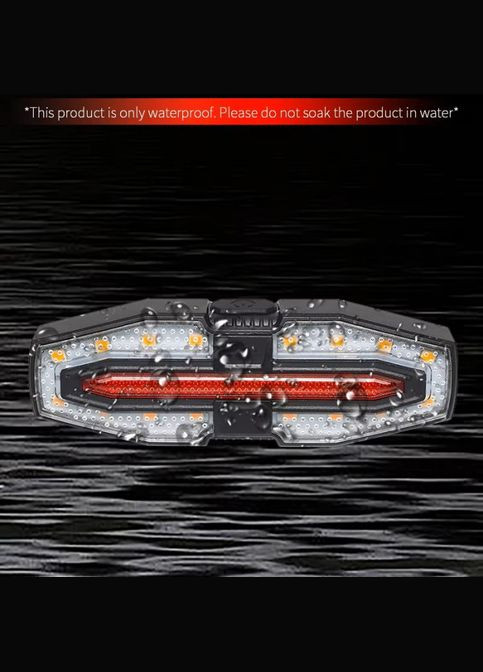 Велолихтар LY-5510 с указанием поворотов (red+yellow), ЗУ Type-C, Li-Ion акум., пульт управления No Brand (323486700)