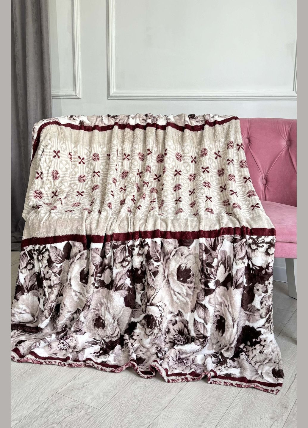 Плед белого цвета с принтом размер 200*230 Let's Shop (301764019)