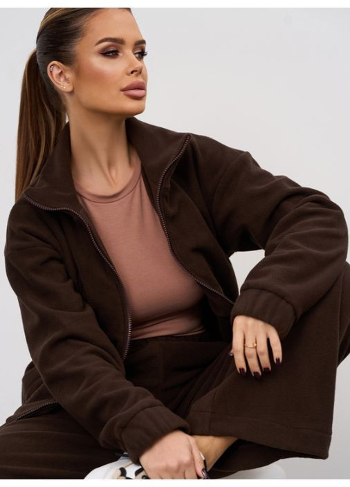 Уютный флисовый костюм на молнии со свободными брюками No Brand (369412296)