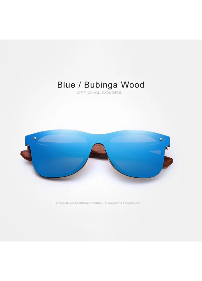 Мужские поляризационные солнцезащитные очки WB5504 Blue Walnut Wood KINGSEVEN (368626699)