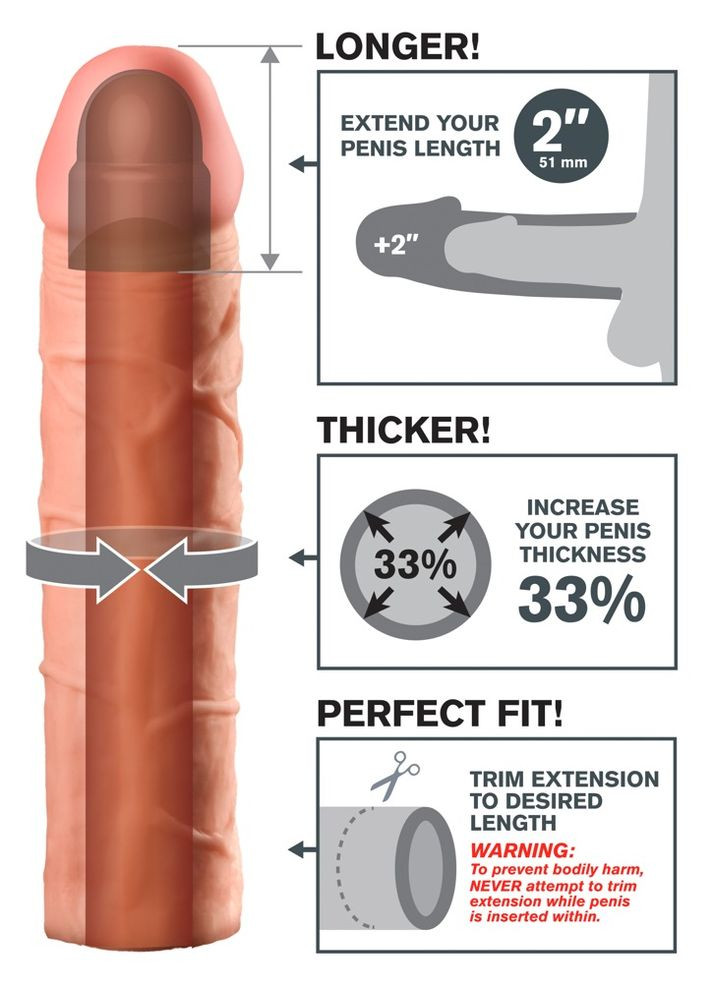 Удлиняющая насадка, реалистичная, бежевая. Pipedream (297132390)