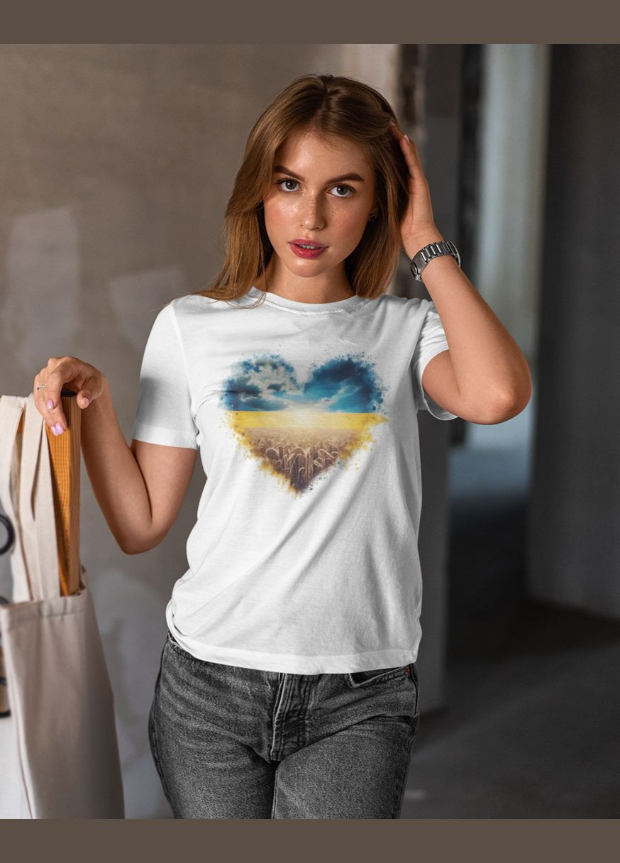 Футболка жіноча патріотична з серцем 21100007 Mishe - (315048393)