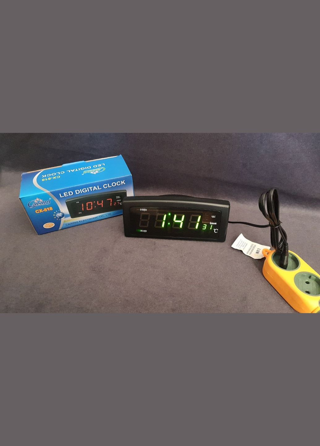 Цифровые настольные часы с Led дисплеем CX 818 с зеленой подсветкой 3V питание от сети Caixing (323000727)