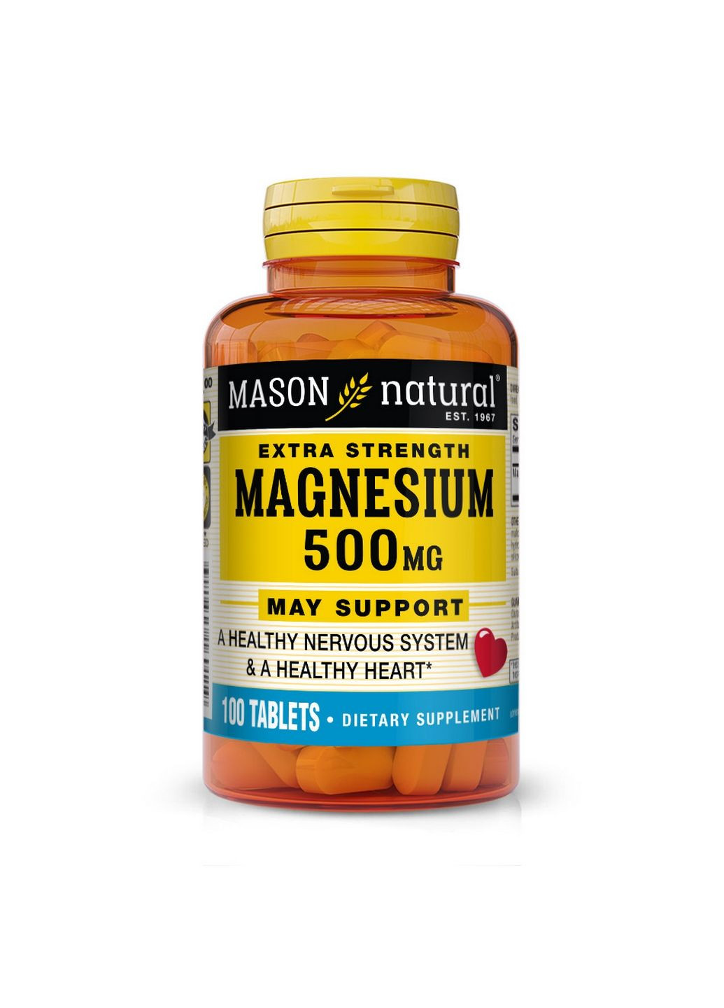 Витамины и минералы Magnesium 500 mg Extra Strength, 100 таблеток Mason Natural (293477500)