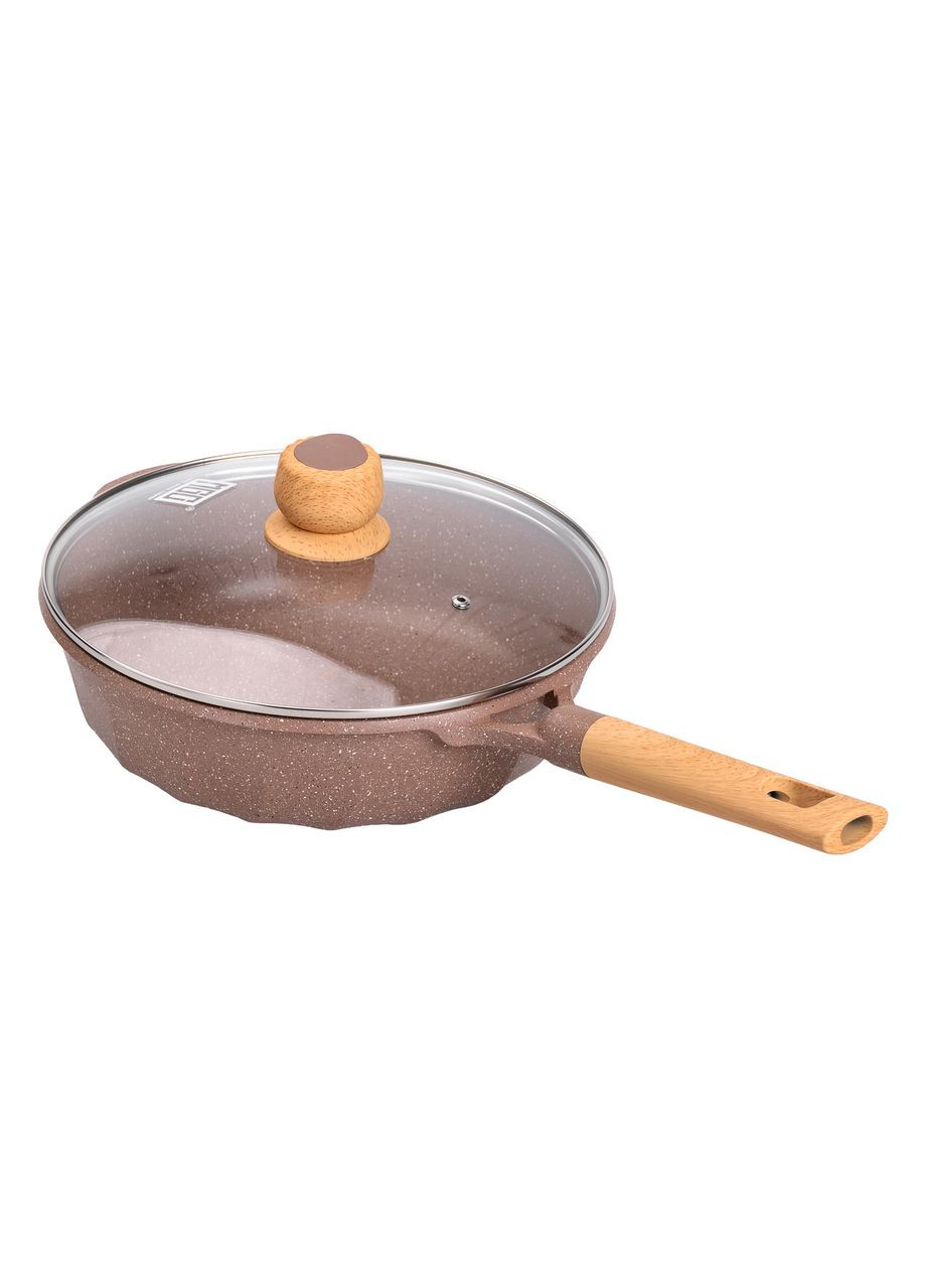 Алюмінієвий сотейник 4,3 л мармуровий з антипригарним покриттям Ø 28 см бежевий HP-4-437CO MGC (306849951)