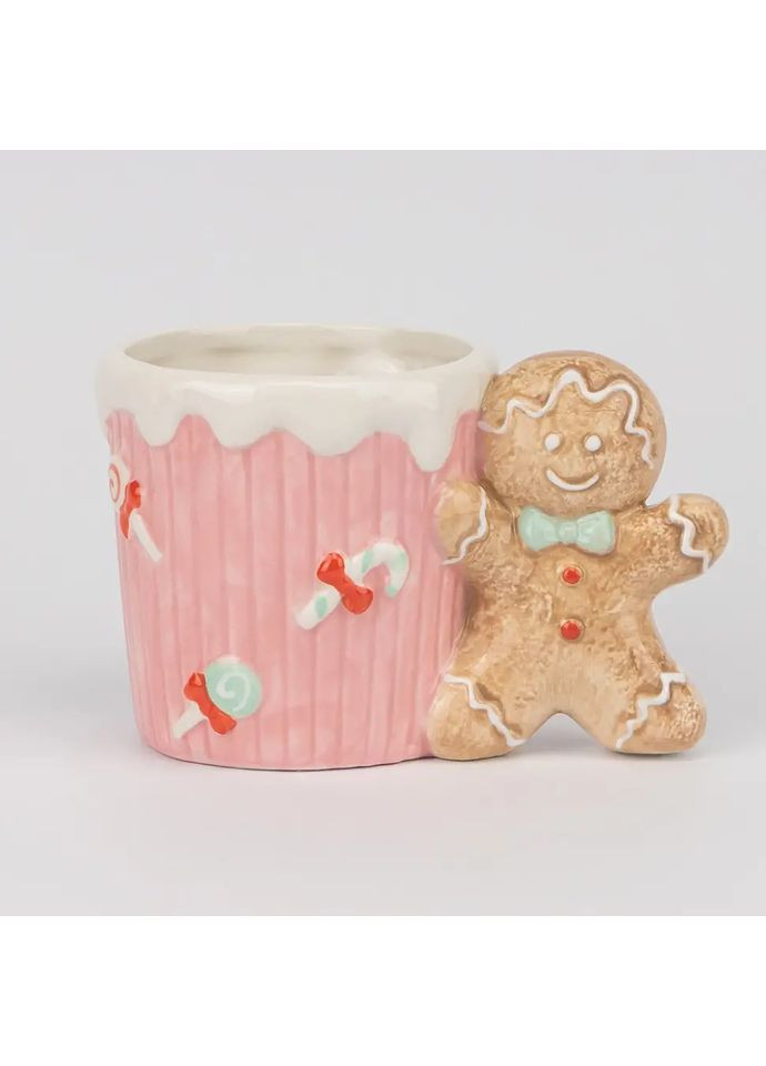 Набір кружок Імбирний пряник керамічний 2 шт 400 мл Червоний Рожевий No Brand (370606502)