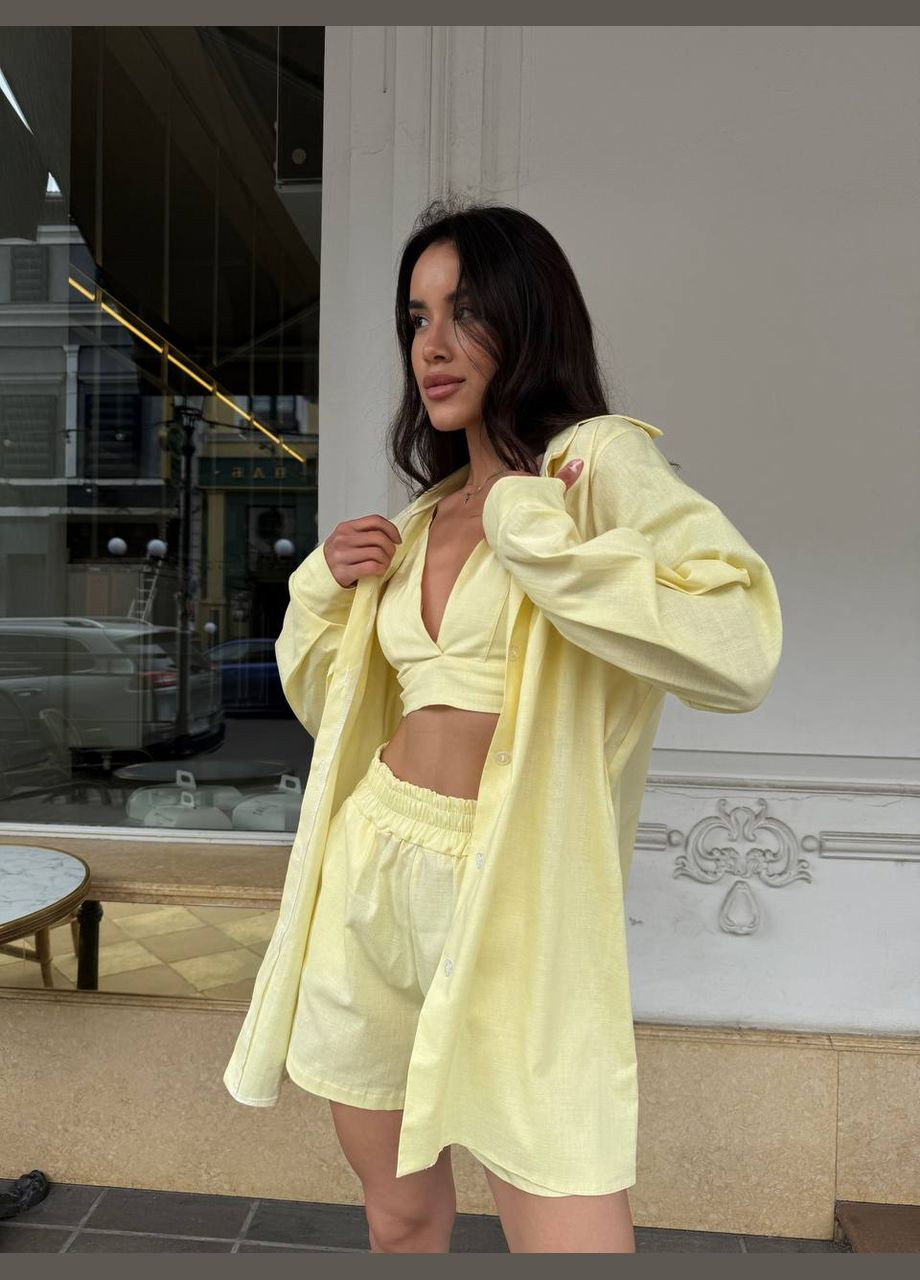 Льняной летний костюм-тройка No Brand Б1466-118/1 (347175937)