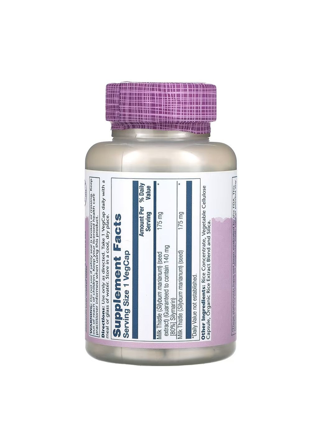 Экстракт семян расторопши веганский 175 мг 120 капсул поддержка печени Solaray (367956413)