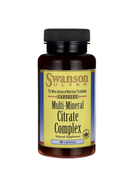 Комплекс минералов в цитратной форме, (цинк, кальций, калий, магний), Mineral Citrate, 60 капсул Swanson (364311096)