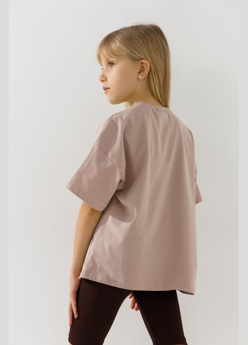 Кофейная летняя футболка с принтом для девочки 16567 116 см кофейный shop (2000990924629) Baby Show