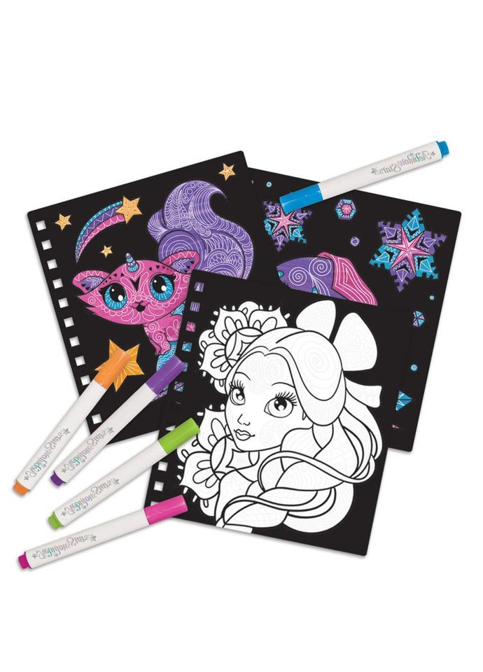 Набор для творчества Раскраска: Узоры на бархате Nebulous Stars 11026, 5 мини маркеров No Brand (362571057)