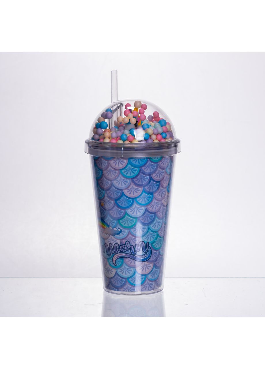Пластиковый стакан с трубочкой 400 мл многоразовый для детей и взрослых для холодных напитков смузи Yiwu (370432220)