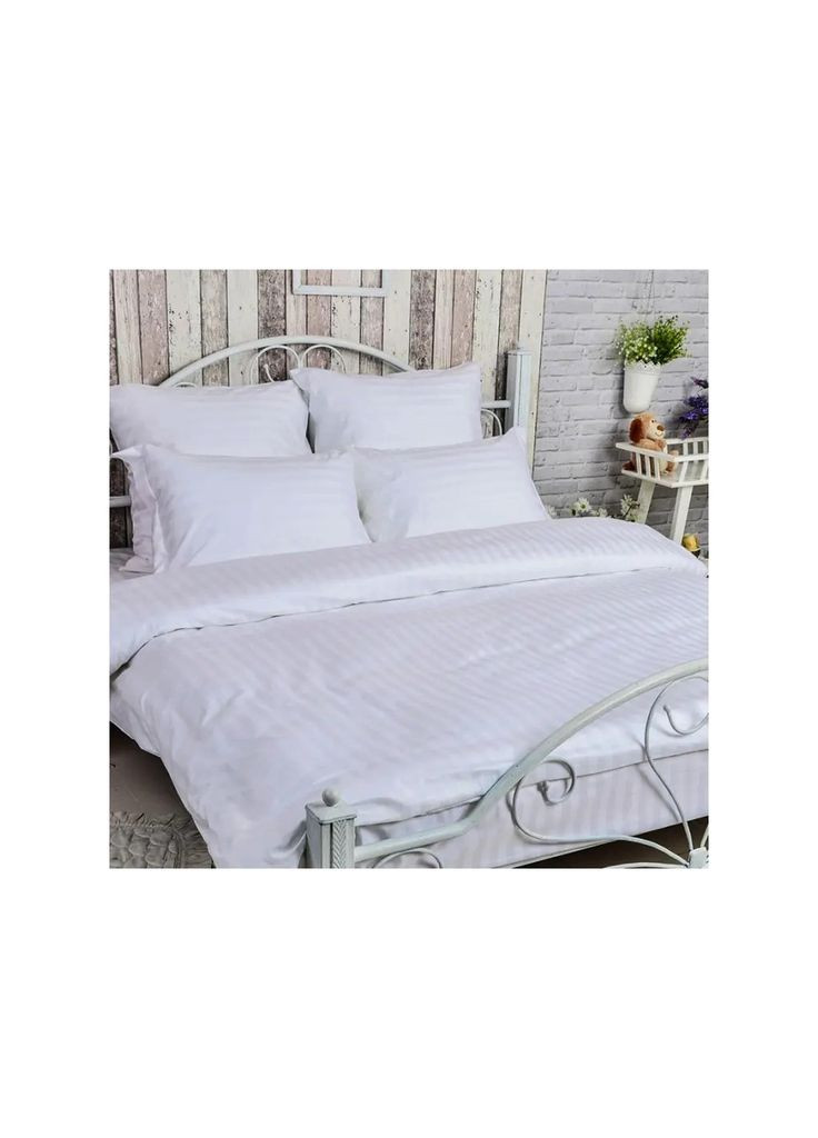 Постельное белье 2х2 сатин страйп (m480844) Руно 2х2 сатин страйп полуторний білий (366567356)