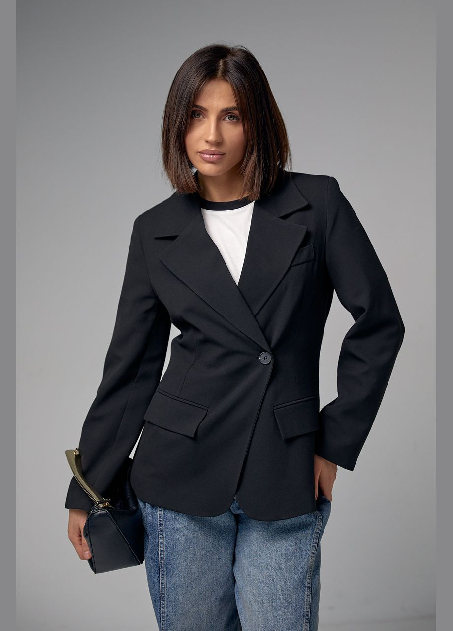 Черный женский однобортный пиджак No Brand - демисезонный