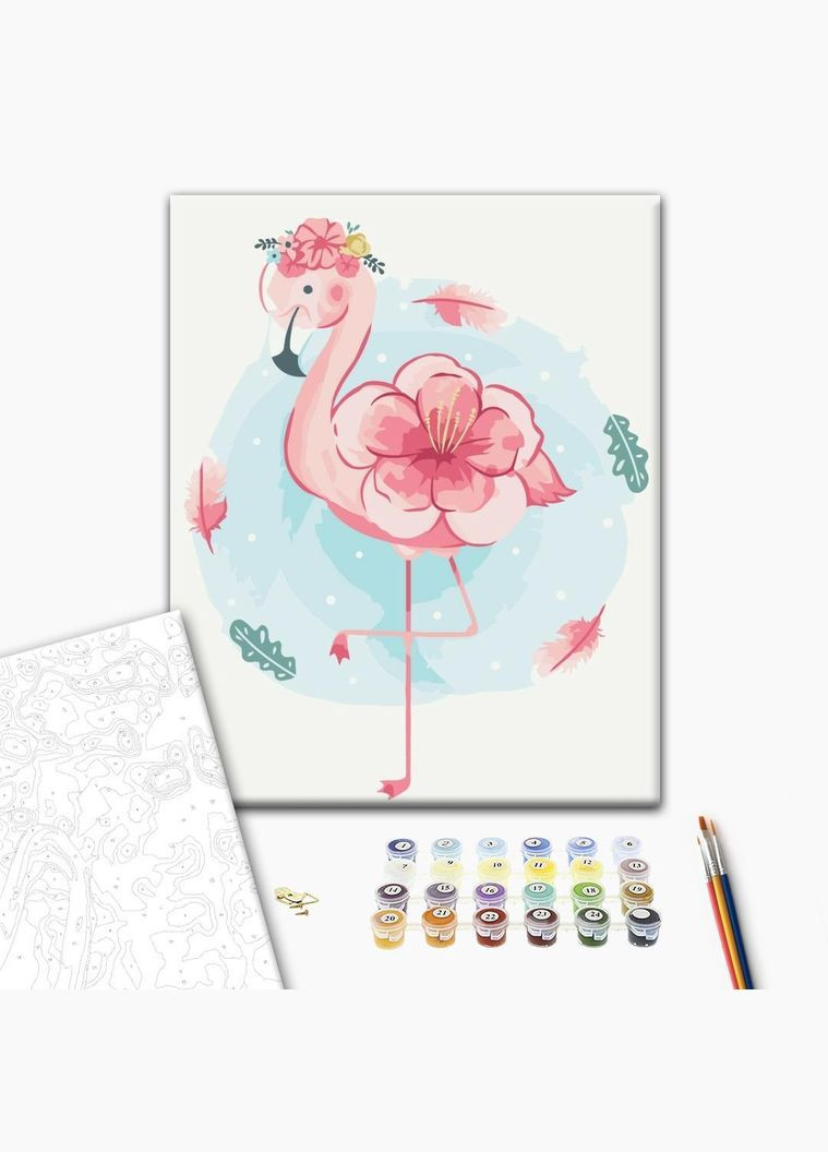Картина по номерам Набор для росписи Цветущий фламинго Полотно на подрамнике 30x40 KBS0100 Brushme (308988006)