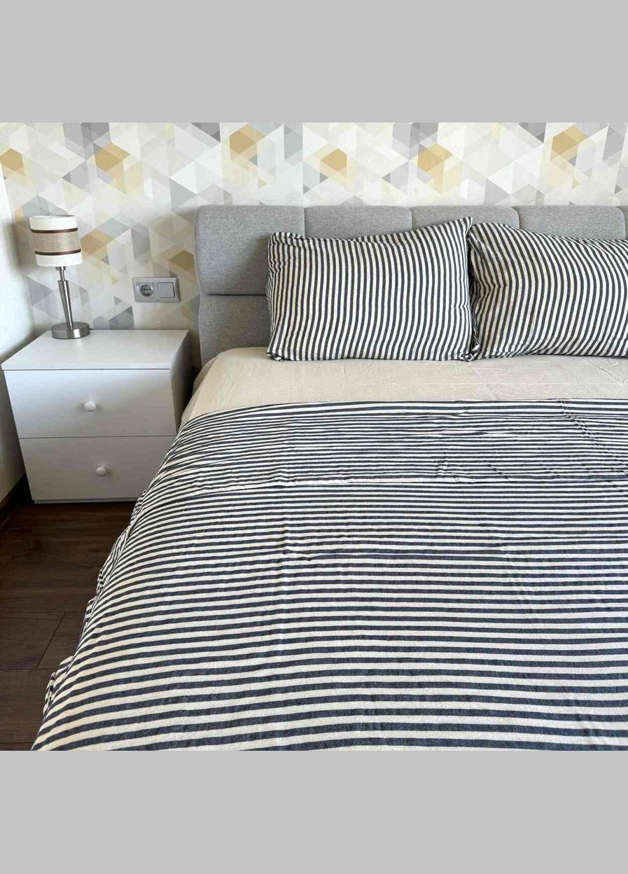 Комплект постельного белья двуспальный евро Вареный хлопок Ранфорс Kaine Navy Blue VB13 Ananasko (322859925)