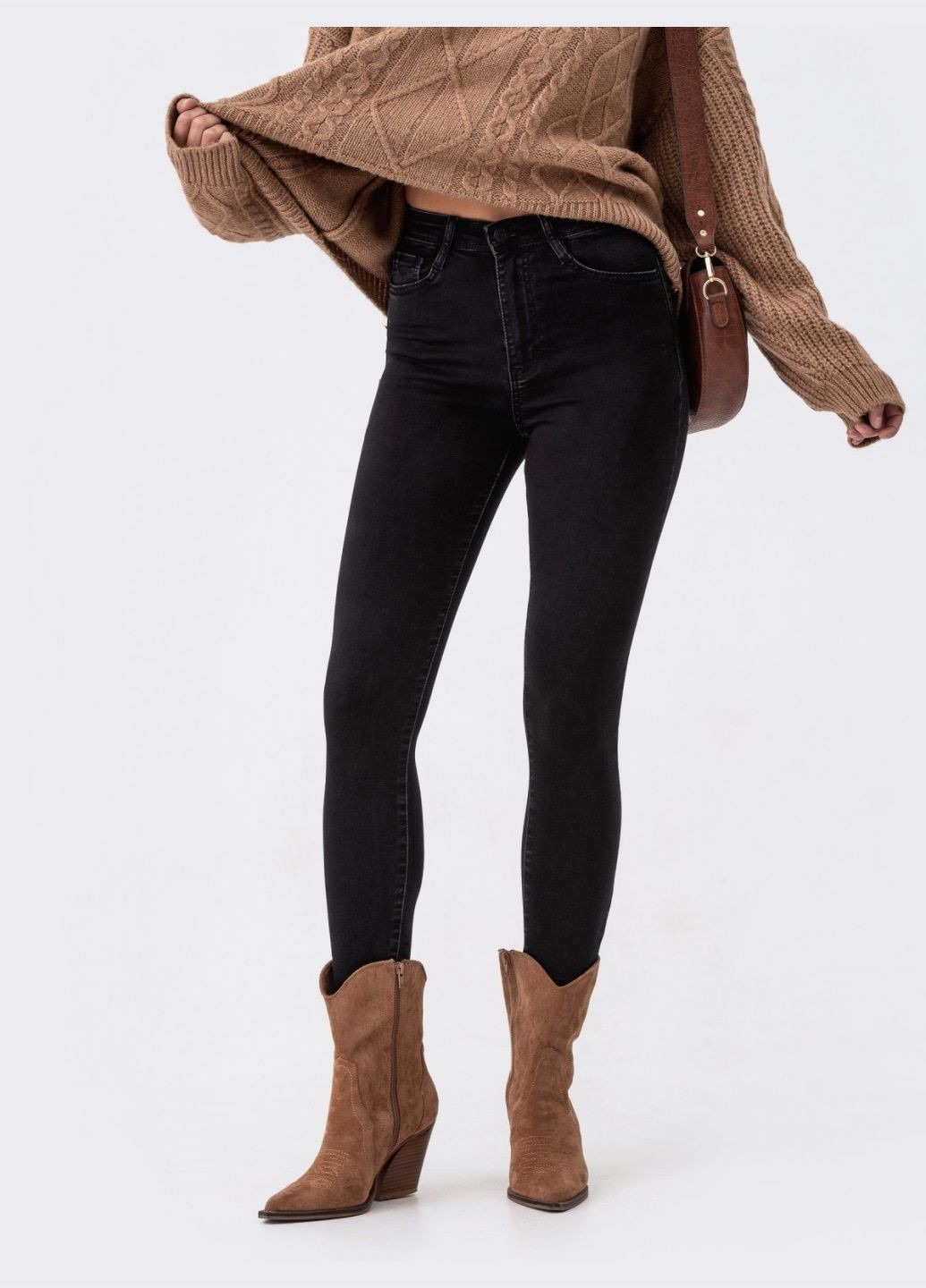 джинсы-скинни черного цвета со шлёвками Dressa - (278783483)