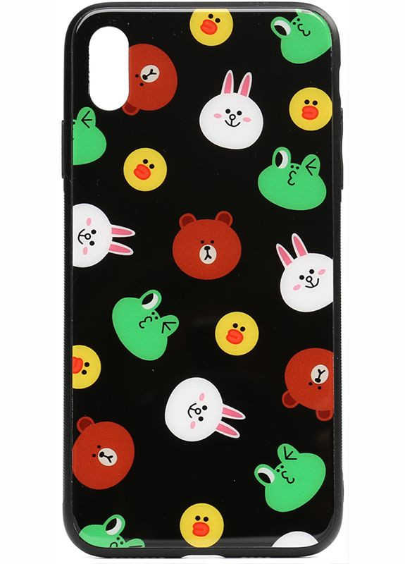 Чехол-накладка Cartoon Print Glass Case Apple iPhone XS Max Line friends Black Toto (301783433)