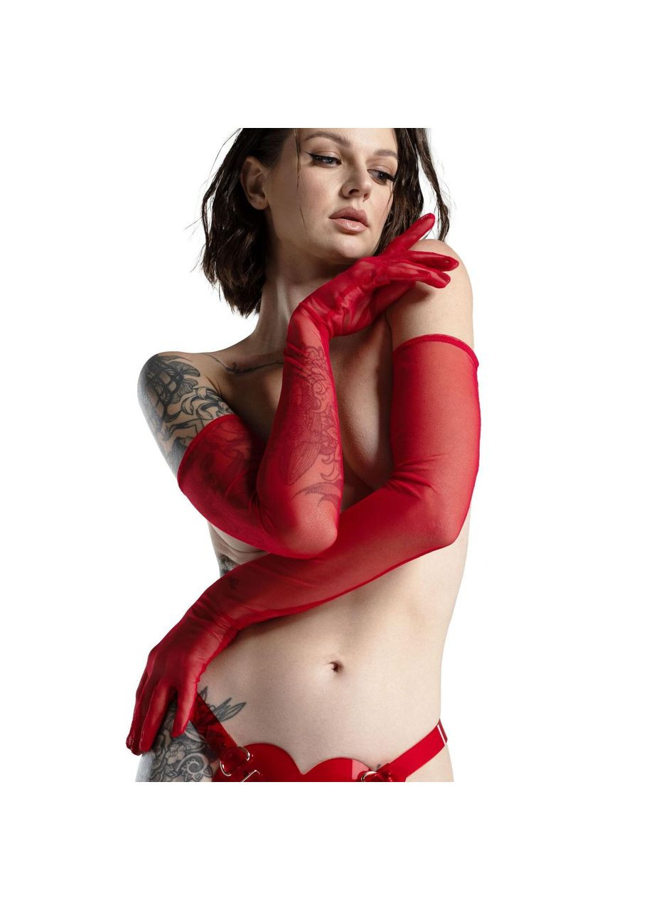 Рукавички довгі сітка Feral Feelings — Long Glovers S, червоні No Brand (303892855)