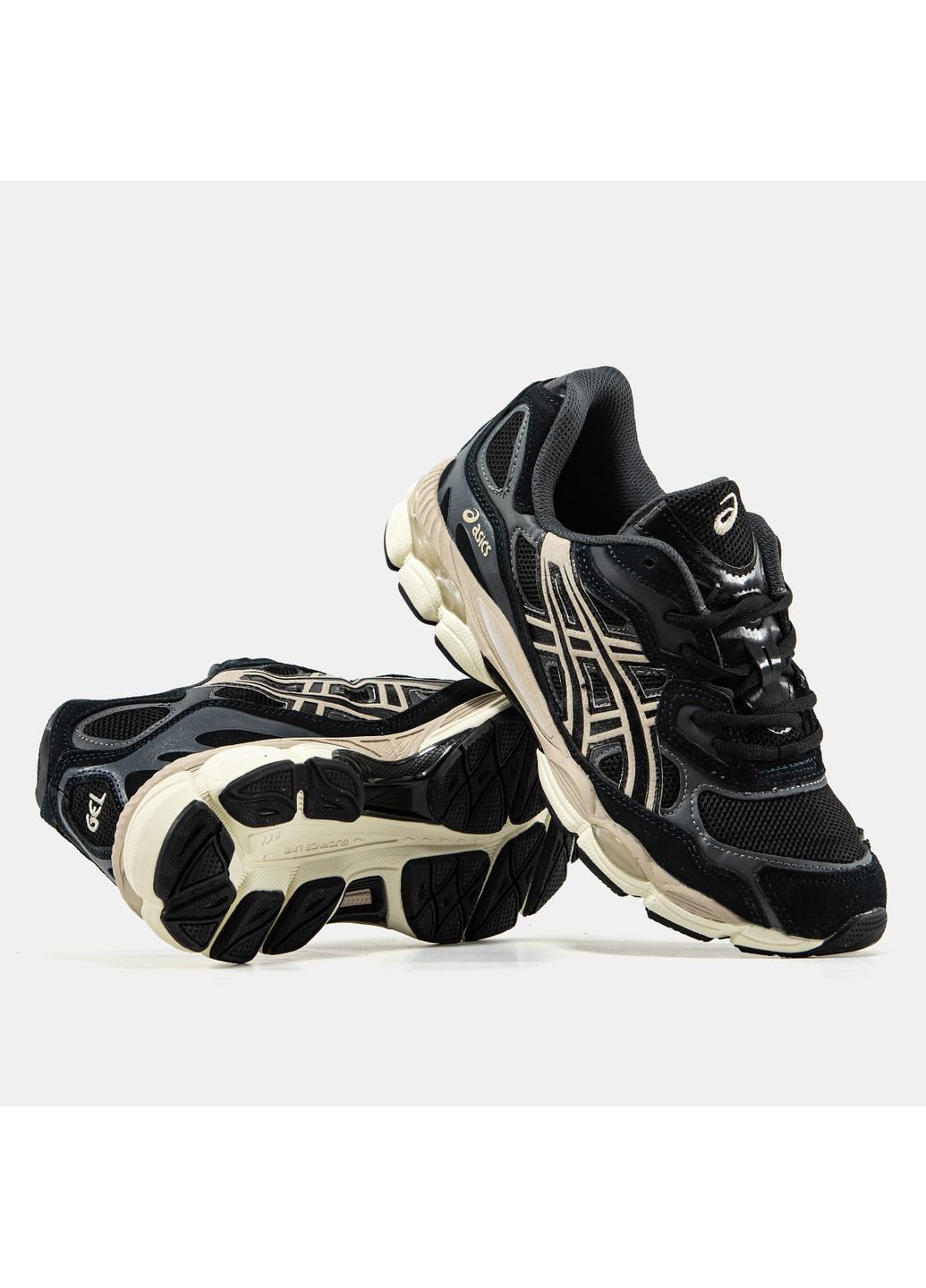 Кроссовки женские и мужские Asics Gel-NYC Black Beige | Асикс Гель-НЮК черные No Brand чёрные демисезоны (366196460)