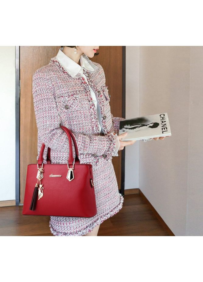 Женская сумка через плечо и мини сумочка клатч черная ПУ кожа для повседневного использования стильный комплект ProDobro (363221212)