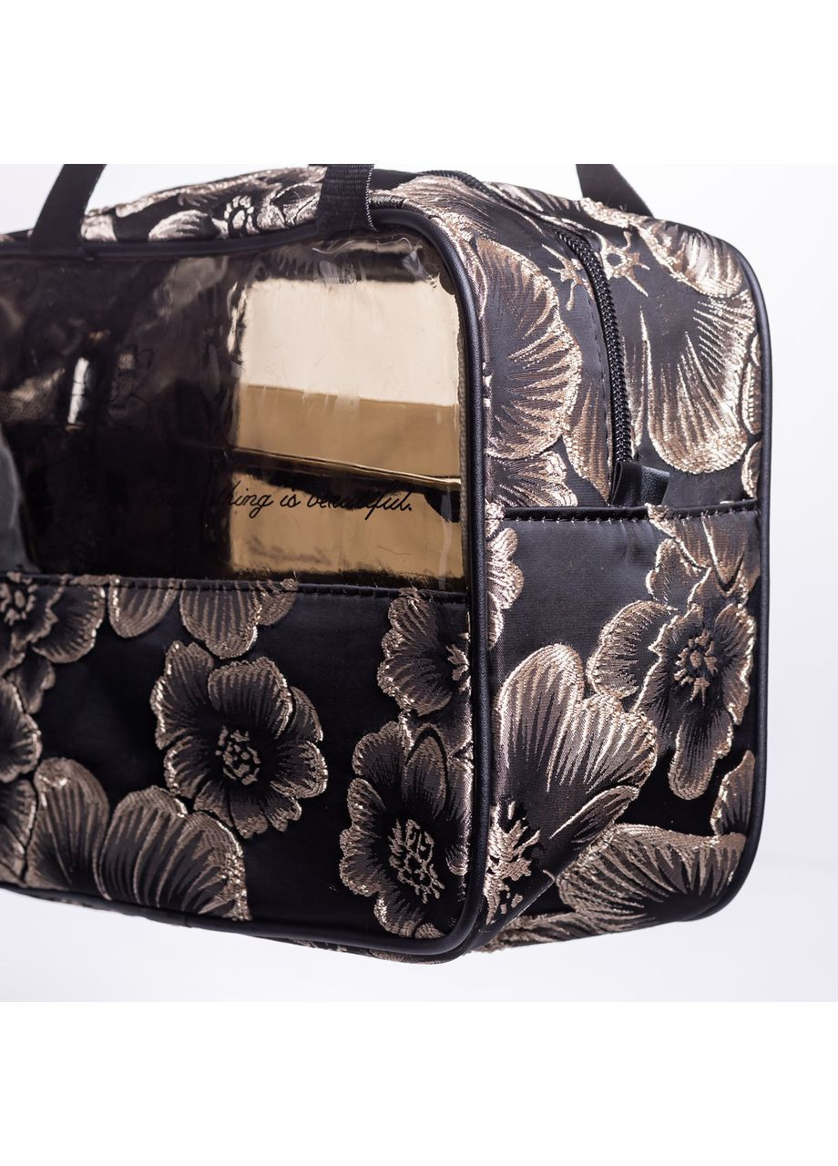 Прозорі жіночі косметички 2 шт чорні для зберігання косметики та ліків дорожні сумки Yiwu (370603273)