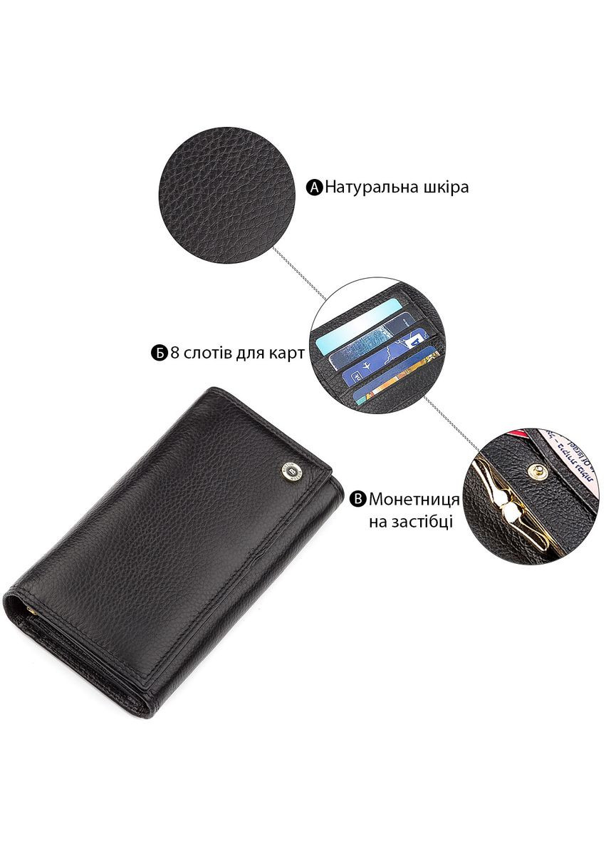 Гаманець жіночий 18489 (S9001B) високоякісна шкіра Чорний BOSTON (329151445)