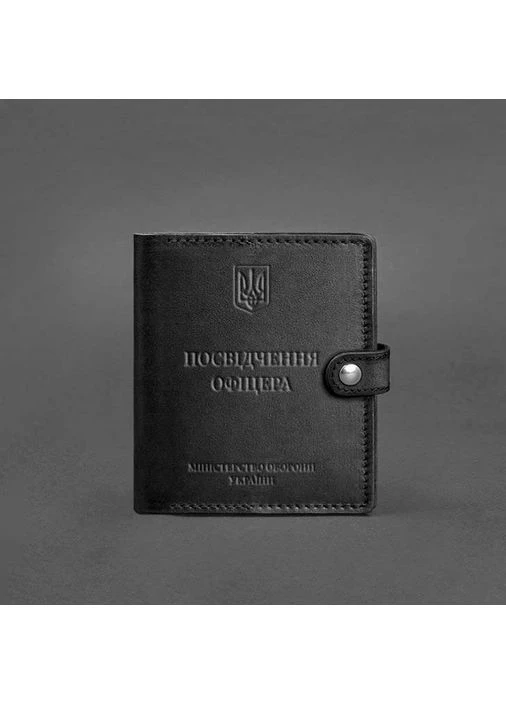 Кожаная обложка-портмоне для удостоверения офицера 11.0 Черная BlankNote (398244768)