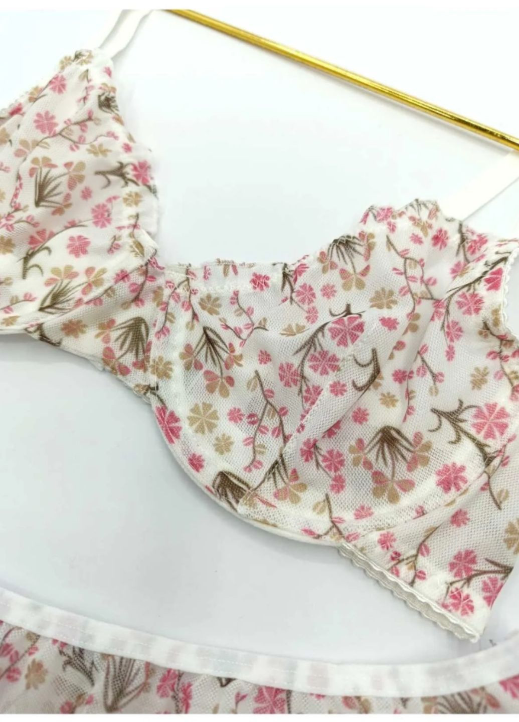 Молочний демісезонний жіночий комплект нижньої білизни в сіточку white flowers (1729 01) 75 BLUE AVCI