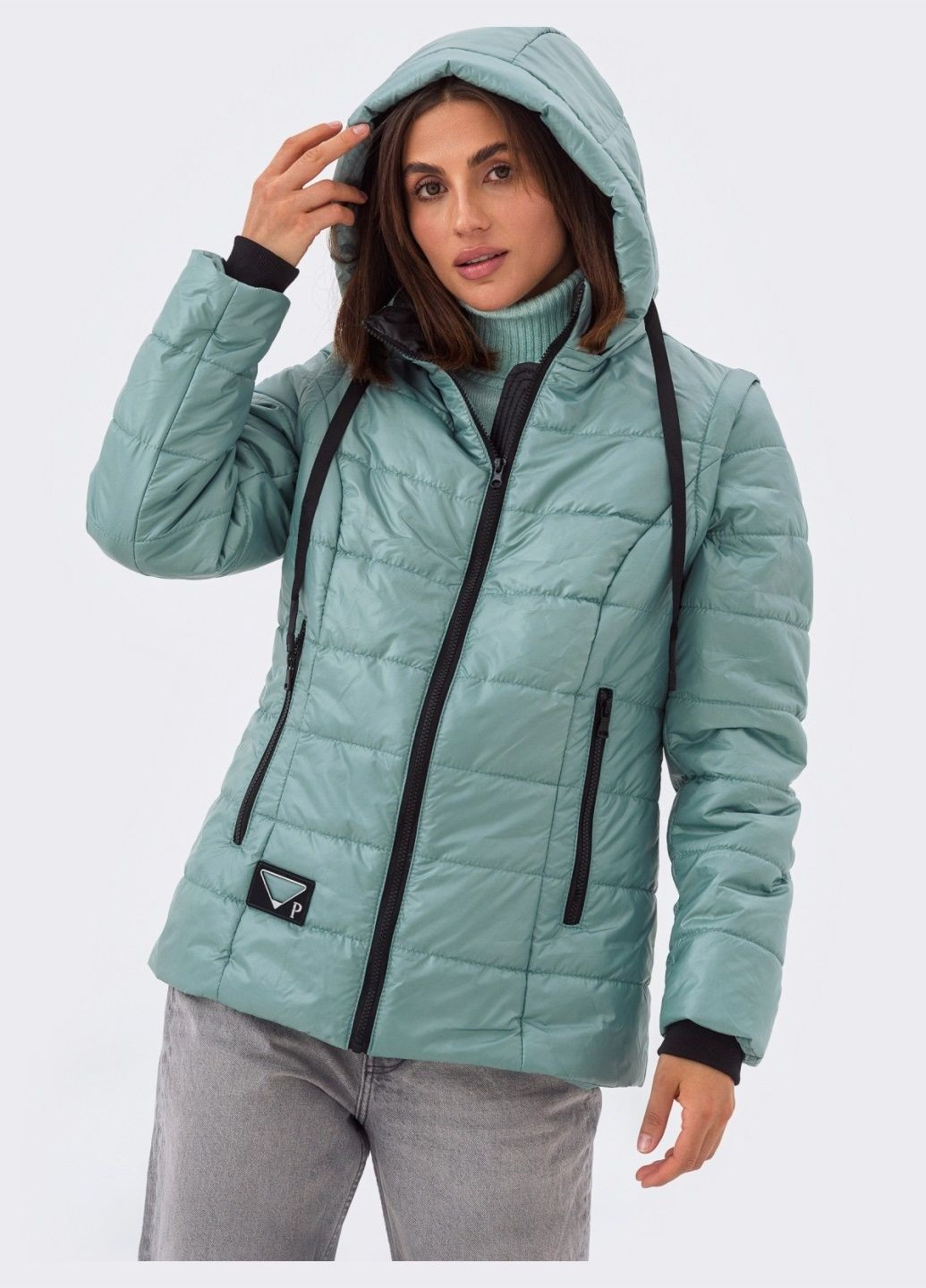 Мятная демисезонная мятная демисезонная куртка на молнии со вшитым капюшоном Dressa